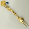 Retro ocean series fruit fork, shell 2-finger dessert fork, creative and fashionable home life products jyv18-07, Nordic style, wheel style, creative shells, conch, snail snake. Color mix style. Application Scenario
